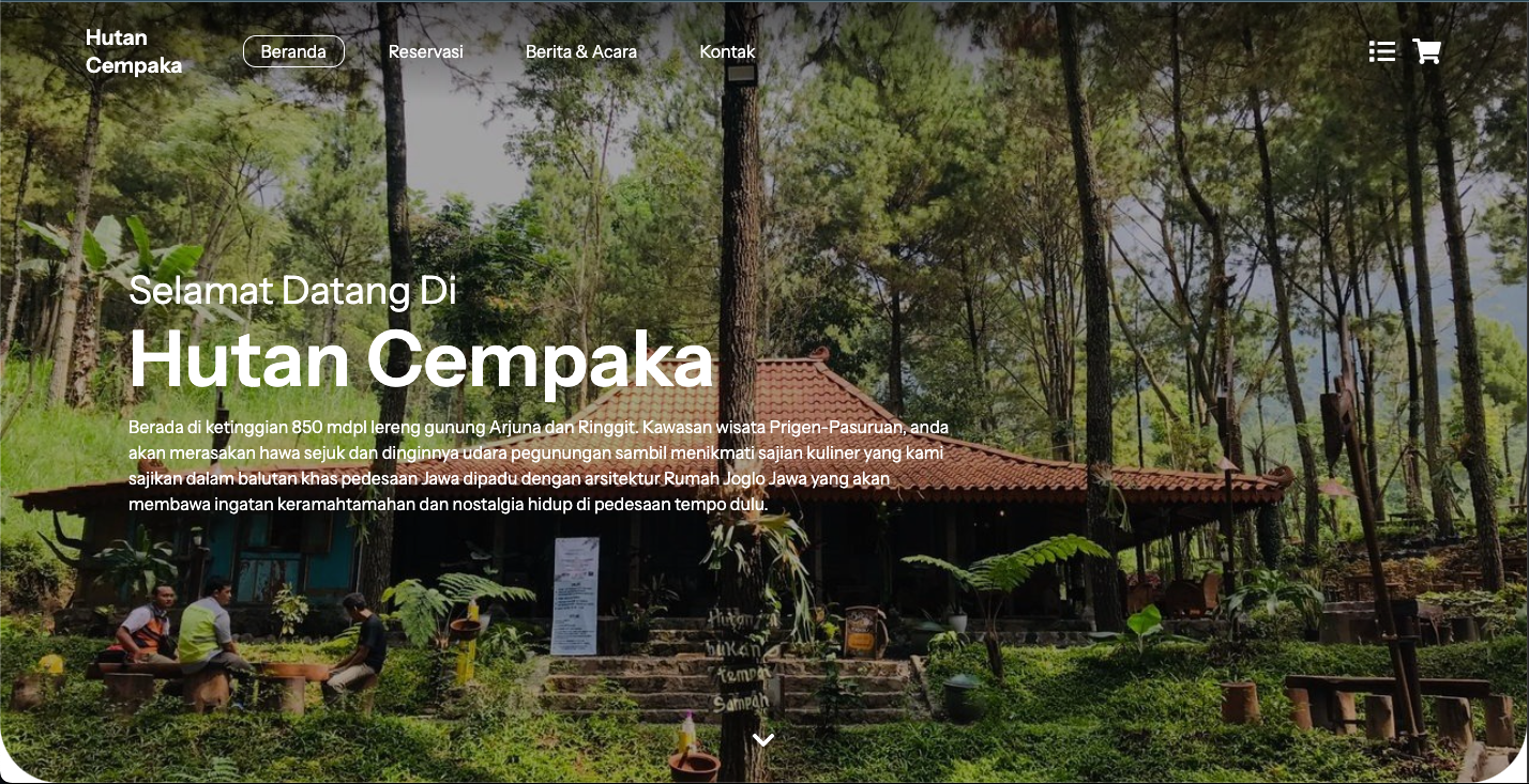 Tampilan website company profile dengan halaman beranda, layanan, dan kontak
